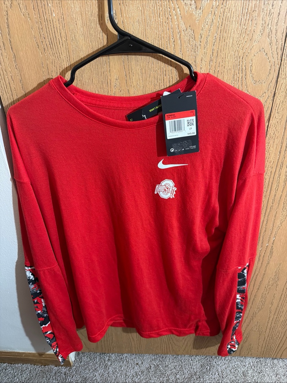 Nike Red Ohio State Logo Long Sleeve Shirt